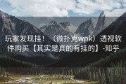 玩家发现挂！（微扑克wpk）透视软件购买【其实是真的有挂的】-知乎