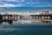 word题目格局的设置word题目格局的设置怎样设置 (word题目怎么居中到正中间)