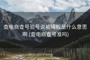 查电商查号验号说被降权是什么意思啊 (查电商查号准吗)