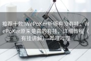 推荐十款!WePoKer新版有没有挂，WePoKer原来是真的有挂，详细教程（有挂讲解）-哔哩哔哩