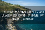一分钟揭秘!WePoKer有挂没有，aapoker原来是真的有挂，详细教程（有挂脚本）-哔哩哔哩