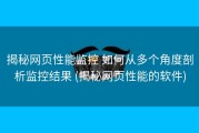 揭秘网页性能监控 如何从多个角度剖析监控结果 (揭秘网页性能的软件)