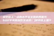 初中往上一点的水平 宅文明的两面性 600字 求原创作文 急求！ (初中往上是什么)