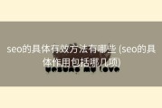 seo的具体有效方法有哪些 (seo的具体作用包括哪几项)