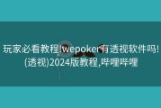 玩家必看教程!wepoker有透视软件吗!(透视)2024版教程,哔哩哔哩