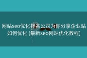 网站seo优化排名公司为你分享企业站如何优化 (最新seo网站优化教程)