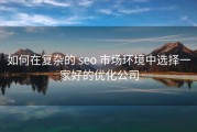 如何在复杂的 seo 市场环境中选择一家好的优化公司