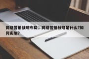 网络营销战略布局，网络营销战略是什么?如何实施?
