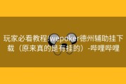 玩家必看教程!wepoker德州辅助挂下载（原来真的是有挂的）-哔哩哔哩