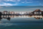 分享给玩家微扑克赢钱技巧，微扑克原来是有挂的（有挂教程）-哔哩哔哩