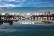 俱乐部教程！wpk俱乐部胜率能提高吗&quot;(2024一起探讨是真的有挂的)-哔哩哔哩