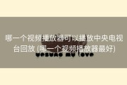 哪一个视频播放器可以播放中央电视台回放 (哪一个视频播放器最好)