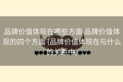 品牌价值体现在哪些方面 品牌价值体现的四个方面 (品牌价值体现在与什么的关系中)