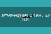 怎样解除小程序违规 (怎样解除小程序限制)