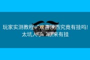 玩家实测教程“欢喜陕西究竟有挂吗!太坑人了“原来有挂