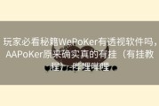 玩家必看秘籍WePoKer有透视软件吗，AAPoKer原来确实真的有挂（有挂教程）-哔哩哔哩