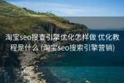 淘宝seo搜查引擎优化怎样做 优化教程是什么 (淘宝seo搜索引擎营销)