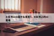 小红书sem是什么意思?，小红书上的sv是谁