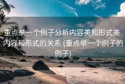 重点举一个例子分析内容美和形式美 内容和形式的关系 (重点举一个例子的例子)