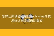 怎样让阅读器经常使用chrome内核 (怎样让阅读器自动播放)