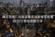痛定思痛！从新手角度出发编写易懂的 SEO 教程思路分享