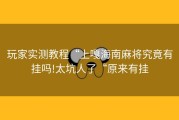 玩家实测教程“上嘎海南麻将究竟有挂吗!太坑人了“原来有挂