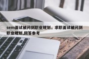 sem面试被问到职业规划，求职面试被问到职业规划,回答参考