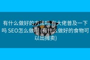 有什么做好的方法吗 有大佬普及一下吗 SEO怎么做啊 (有什么做好的食物可以出摊卖)