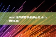 SEO提升须要掌握哪些技术? (seo提高)