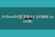 针对seo的内容页提升该如何做呢 (seo对策)