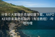 分享个大家微扑克辅助器下载，AAPOKER原来真的有挂的（有挂教程）-哔哩哔哩