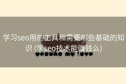 学习seo用的工具和需要哪些基础的知识 (学seo技术能赚钱么)