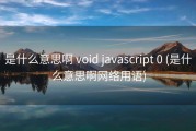 是什么意思啊 void javascript 0 (是什么意思啊网络用语)