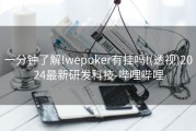 一分钟了解!wepoker有挂吗!(透视)2024最新研发科技-哔哩哔哩