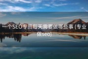 一个SEO专员每天需要做哪些事 (专业做seo)