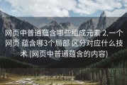 网页中普通蕴含哪些组成元素 2.一个网页 蕴含哪3个局部 区分对应什么技术 (网页中普通蕴含的内容)
