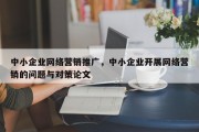 中小企业网络营销推广，中小企业开展网络营销的问题与对策论文