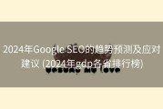 2024年Google SEO的趋势预测及应对建议 (2024年gdp各省排行榜)