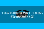 七年级 科学知识点总结 上 (七年级科学知识点总结浙教版)