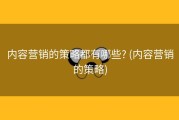 内容营销的策略都有哪些? (内容营销的策略)