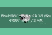微信小程序广告购置方式有几种 (微信小程序广告看不了怎么办)