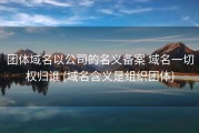 团体域名以公司的名义备案 域名一切权归谁 (域名含义是组织团体)