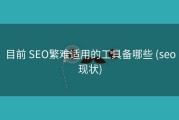 目前 SEO繁难适用的工具备哪些 (seo现状)