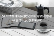 SEO站群建站及优化策略需要注意哪些事项 (seo站群教程)
