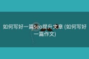 如何写好一篇seo提升文章 (如何写好一篇作文)
