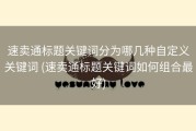 速卖通标题关键词分为哪几种自定义关键词 (速卖通标题关键词如何组合最好)