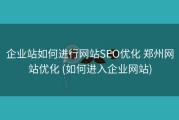 企业站如何进行网站SEO优化 郑州网站优化 (如何进入企业网站)