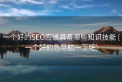 一个好的SEO应该具备哪些知识技能 (一个好的色导航一下吧)