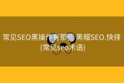 常见SEO黑操作有那些 黑帽SEO.快排 (常见seo术语)