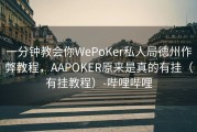 一分钟教会你WePoKer私人局德州作弊教程，AAPOKER原来是真的有挂（有挂教程）-哔哩哔哩